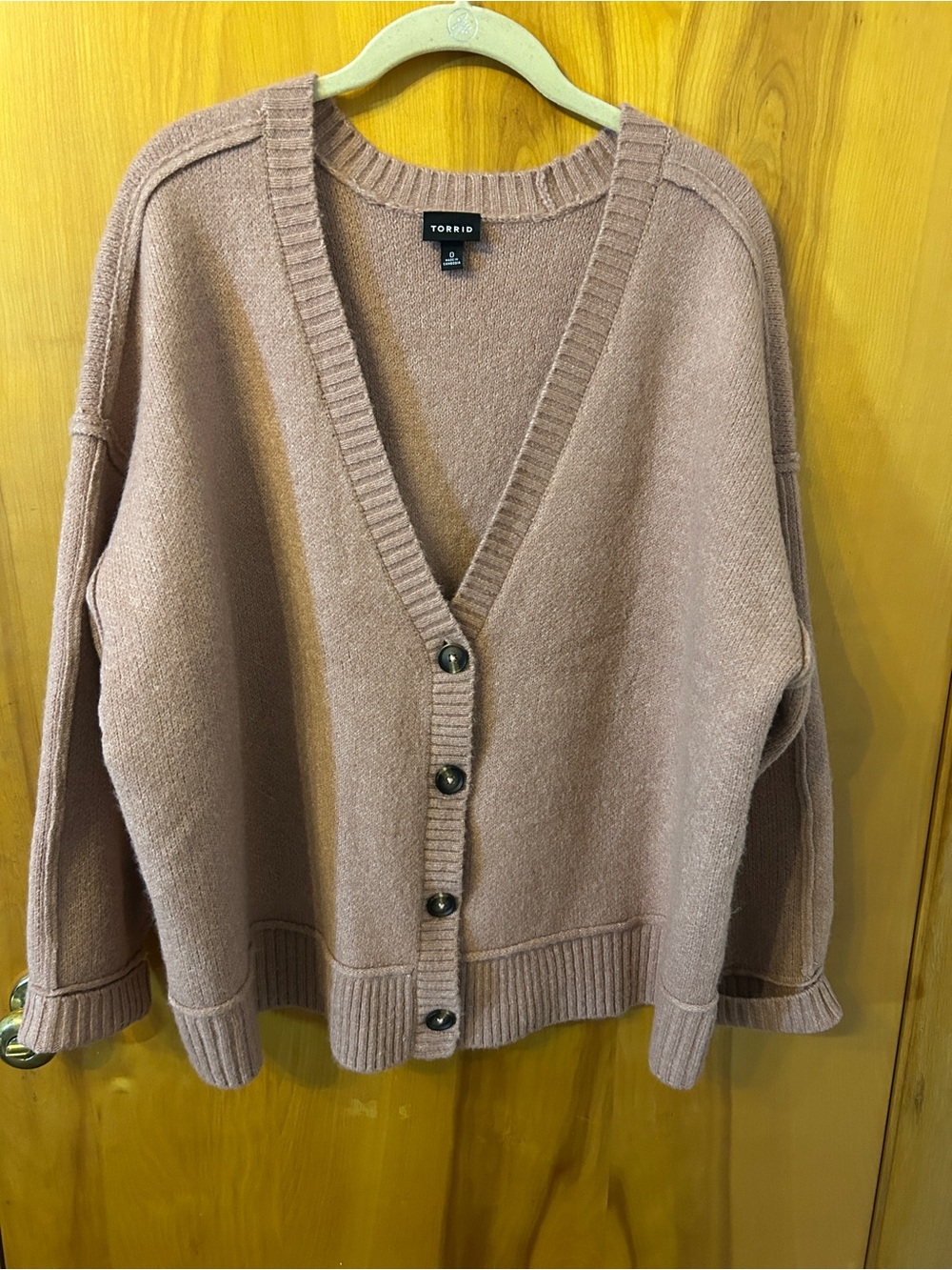 torrid rosewood button-front V-neck cardigan